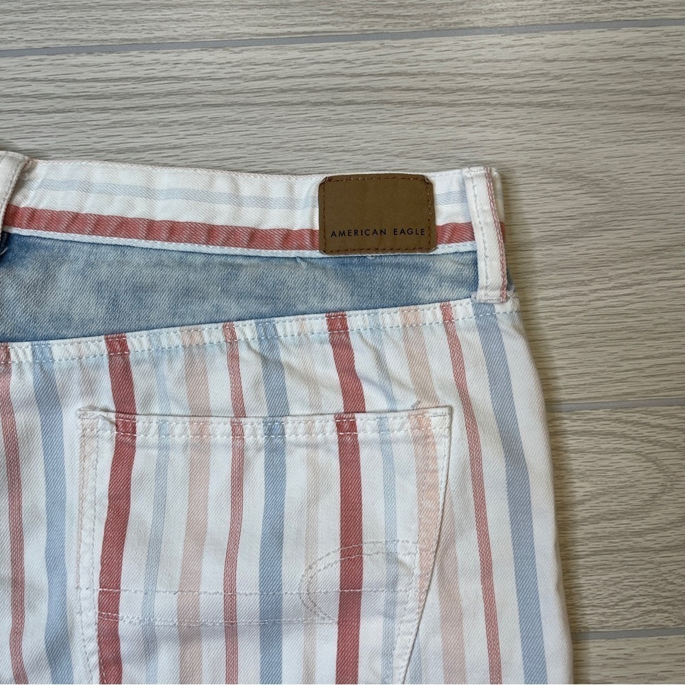 American Eagle Outfitters Cotton Striped Raw Hem Mom Short Pink Blue Size 14 - Picture 12 of 13